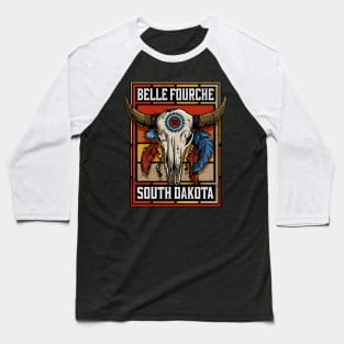 Belle Fourche South Dakota Native American Bison Skull Baseball T-Shirt